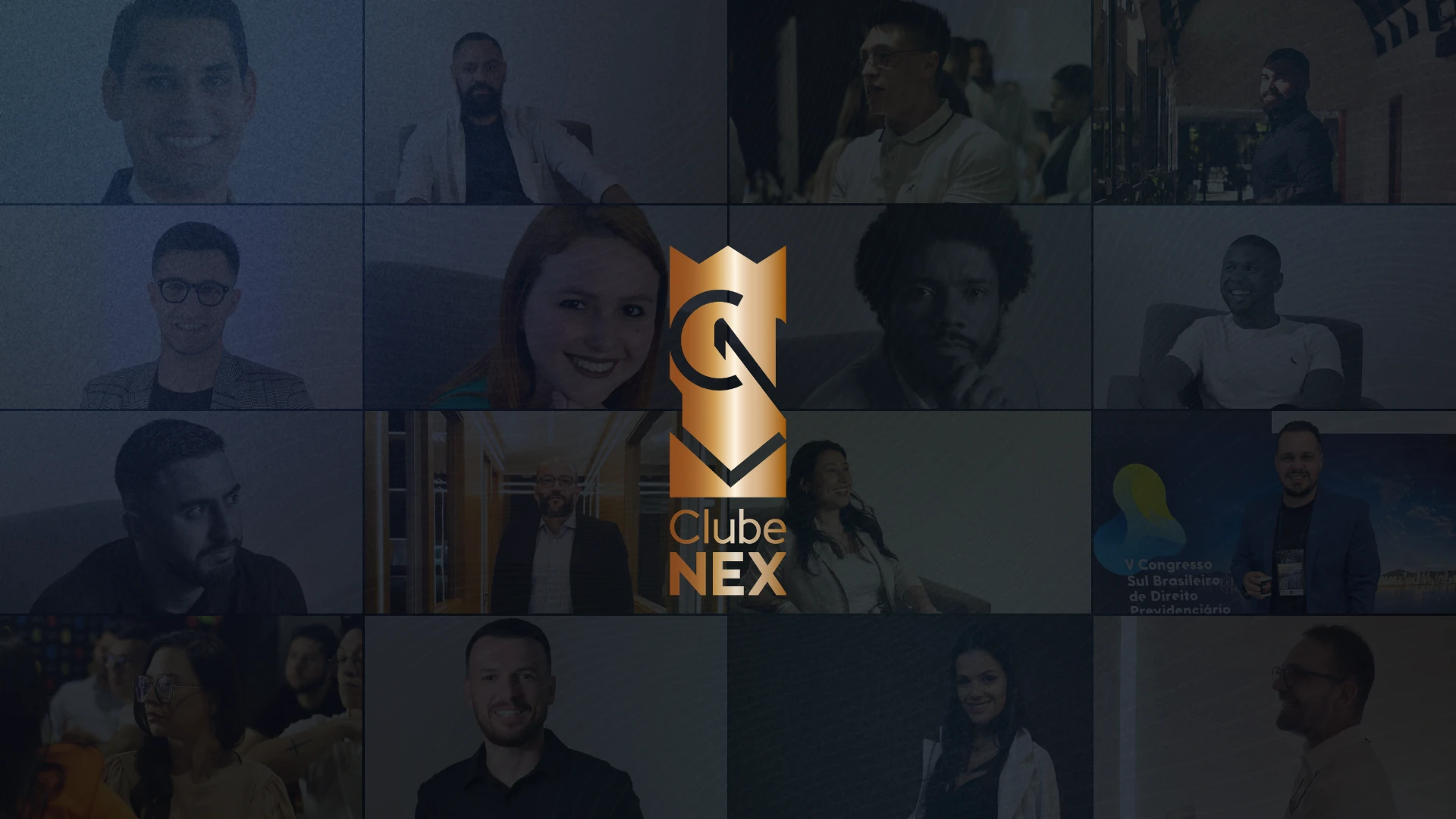 Mosaico com os rostos de integrantes do Clube NEX e o brasão da comunidade